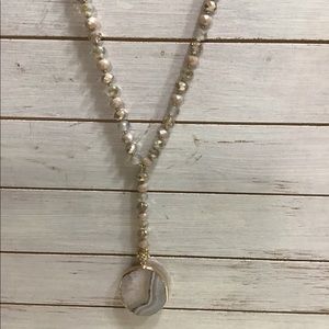 ⭐️ Gray marble effect and Gold pendant necklace ⭐️